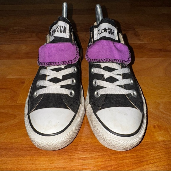 Converse All Star Double Tongue Low Top Sneakers 530236F Black Purple Women's 7 - Picture 3 of 10